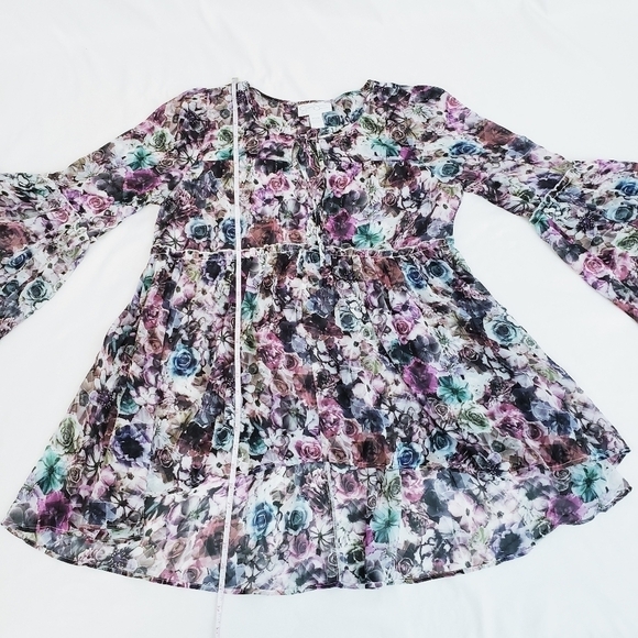 NWOT Jessica Simpson Maternity Floral Semi Sheer Peasant Blouse - Picture 8 of 11